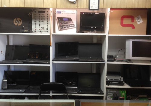 Display Case With Laptops And Monitors